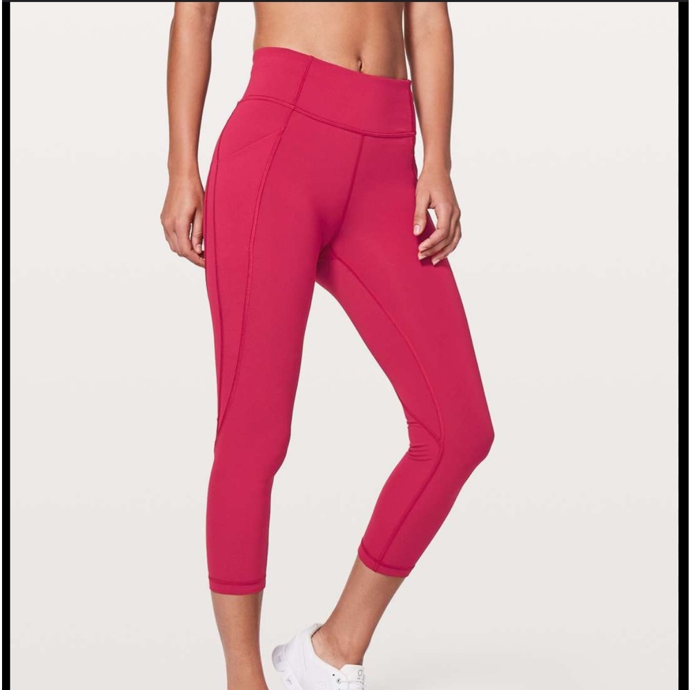Ruby Red Lululemon Time To Sweat Crop *23"